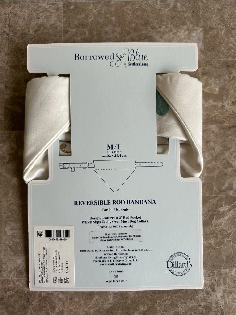 Dog of Honor Reversible Bandana - White with Gold Script